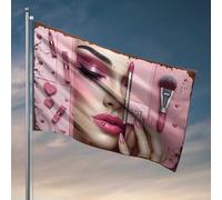 Décoration de cuisine drôle romantique rose maquillage art : un drapeau de célébration beauté élégance drapeaux muraux pour gars drapeau de jardin drôle (120 x 180 cm)