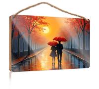 Décoration de cuisine en bois avec inscription « Romantic Walk Under The Full Moon » - Décoration murale vintage (23 x 35 cm)