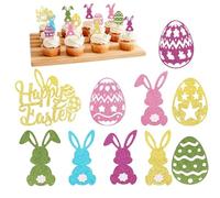 Décoration de cupcake festive, lapin de Pâques, 8,9 cm, pic à dessert avec construction printanière, décoration de fête de vacances avec style coloré, accessoire de gâteau pour l'école et le mariage
