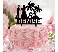 Décoration de cupcake lesbienne « Mrs & Mrs Tropical » en acrylique avec inscription « Love Is Love » et « Love Is Love » pour gâteau d'anniversaire de mariage ou fête prénuptiale, noir
