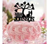Décoration de cupcake romantique sur le thème de la plage Mr & Mrs - Nom de famille - Pour enterrement de vie de jeune fille - Fournitures de gâteau d'anniversaire - Fabuleuse décoration de palmier