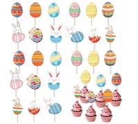 Décoration de Cupcakes de Pâques avec Lapins et ufs Colorés, Lot de 24 Pièces, Idéal pour Les Fêtes de Pâques et d'anniversaire, Facile à Utiliser et Durables