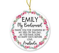 Décoration de demoiselle d'honneur personnalisée avec nom - Décoration personnalisée « My Bridesmaid Thank You for Standing by My Side On This Day » - Cadeau de mariage personnalisé - Ornement de