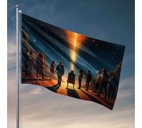 Décoration de dortoir amusante « A Group Of People Gather Around A Chair Under A Starry Sky Flag Room Flags For Guys Funny Posters For College Dorm » (30 x 45 cm)