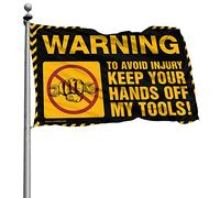 Décoration de dortoir amusante avec avertissement pour éviter les blessures Gardez vos mains hors de mes outils ! Drapeau amusant pour décoration de chambre d'homme et accessoires (120 x 180 cm)
