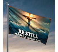 Décoration de dortoir amusante « Be Still And Smile : Finding Peace Amidst Life's Waves » Drapeaux de chambre pour filles et hommes (60 x 90 cm)