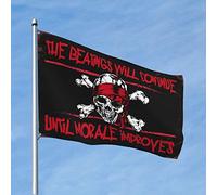 Décoration de dortoir amusante « The Beatings Will Continue Until Morale Improves » Drapeau Décoration de patio Accessoires de grotte pour homme (120 x 180 cm)