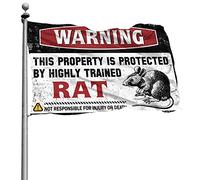 Décoration de dortoir pour homme avec inscription « This Property Is Protected By A Highly Trained Rat Flag » - Drapeau de jardin - Drapeaux bizarres (30 x 45 cm)