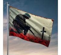 Décoration de dortoir pour homme Soldat en coquelicots : un moment de réflexion Drapeau La décoration de la chambre ou de la terrasse (60 x 90 cm)