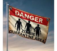 Décoration de dortoir pour homme, zone de quarantaine zombie : un panneau de danger, décoration de piscine, décoration extérieure d'hiver (120 x 180 cm)