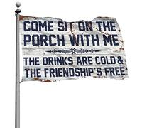 Décoration de dortoir universitaire « Come Sit On The Porch With Me The Drinks Are Cold And The Friendship Is Free » - Décoration d'automne pour homme (60 x 90 cm)