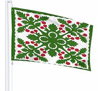 Décoration de drapeau de baie rouge 0,9 x 1,5 m Tropical Hawaiian Green Trees Leaves Exotic Festive Polyester Printed Pattern Outdoor Decor for Homes and Gardens