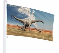Décoration de drapeau de dinosaure 0,9 x 1,5 m Diplodocus Crétacé Marche le long de l'évolution des animaux carnivores Motif imprimé en polyester éteint Décoration d'extérieur pour la maison et le j