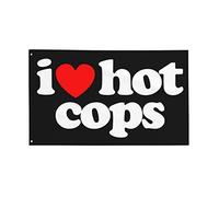Décoration De Drapeau Drôle, I Love Les Beaux Flics Noirs Imperméable Bannière Uv Fade Résistant Drapeau De Jardin Pour D'Intérieur Porche Fête 3X5 Ft