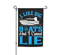 Décoration De Drapeau J'Aime Les Gros Bateaux Et Je Ne Peux Pas Mentir. Amusant Drapeau Décoratif Suspendre Bannière De Cour Pour Porche Vacances D'Intérieur 12X18 Inch