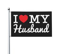 Décoration De Drapeau J'Aime Mon Mari Amusant Drapeaux De Cour Uv Fade Résistant Bannière Décorative Pour D'Intérieur Ferme Vacances 3X5 Ft
