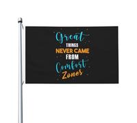 Décoration De Drapeau Les Grandes Choses Ne Sont Jamais Venues Des Zones. Amusant Drapeau De Jardin Uv Fade Résistant Bannière Décorative Pour Extérieure Ferme D'Intérieur 3X5 Ft