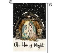 Décoration De Drapeau Ô Sainte Nuit, La Nativité De Jésus Amusant Drapeaux Décoratif Uv Fade Résistant Bannière De Cour Pour Patio Ferme D'Intérieur 12X18 Inch