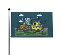 Décoration De Drapeau Un Drôle De Monstre Rôde Dans Le Marais La Nuit Uv Fade Résistant Drapeau De Bienvenue Imperméable Bannière Décorative Pour D'Intérieur Balcon Intérieur 3X5 Ft