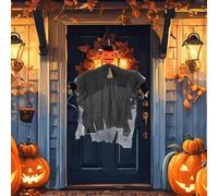 Décoration de fantôme, décoration de jardin effrayante, épouvantail d'Halloween avec tête rotative et bras flexibles pour clôture, plafond, arbre, pelouse, jardin, balcon