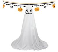 Décoration de fantômes d'Halloween - Big Creep Spirit Outdoor, figurine en tissu blanc | Décoration suspendue avec lumières de conte de fées LED pour la terrasse du trottoir ou les arbres lors des