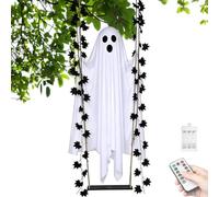 Décoration de fantômes d'Halloween Fantôme à Suspendre de 179,8 cm qui se | Décorations Halloween d'extérieur pour jardin arrière-cour terrasse porche arbre cimetière