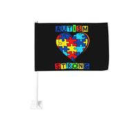 Décoration de fenêtre avec clip de fenêtre « Cœur fort autiste » (30 x 45 cm), bannière double face pour camion, protection solaire, motif puzzle « Cœur fort », 30 x 45 cm.