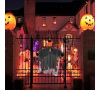 Décoration de fenêtre de porche, épouvantail effrayant avec tête et bras flexibles pour Halloween, jardin, pelouse, terrasse, plafond, cour, arbre, clôture, mur, porche