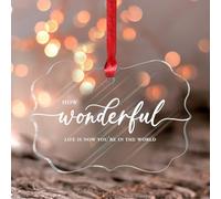 Décoration de fenêtre en acrylique teinté « How Wonderful Life Is Now You're in The World » - Décoration de fenêtre avec citation inspirante pour réchauffer le cœur