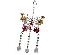 Décoration de fenêtre en verre coloré - Papillons colorés - Attrape-soleil - Décoration pour la maison, le jardin, la cour - Cadeau de pendaison de crémaillère - Panneau de fenêtre en verre coloré