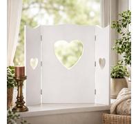 Décoration de fenêtre - Paravent avec motif cœur - Style shabby - 58cm - Blanc