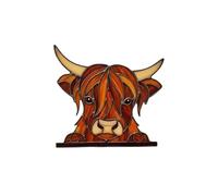 Décoration de fenêtre - Sculpture animale - Motif vache des hautes terres - Décoration pour style ferme - Accessoire d'intérieur (C, 15 cm)