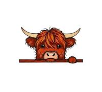 Décoration de fenêtre - Sculpture animale - Motif vache des hautes terres - Décoration pour style ferme - Accessoire d'intérieur (E, 15 cm)