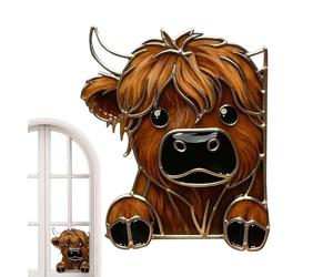 Décoration de fenêtre - Vache Peeping | Vache Highland - Kick Out Highland Window Coin Hanging Ornement Home Decor Convient pour les appuis de fenêtre et la décoration de la maison