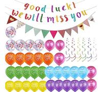 Décoration de fête d'adieu - Nous vous manquerons - Décoration We Will Miss You - Bannière Good Luck - Paillettes multicolores - Triangle - Guirlande de fanions multicolores - Pour remise de diplôme,