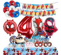 Décoration de fête d'anniversaire de Spider-Man et de ses amis extraordinaires, nouveau lot de ballons, ensemble de fournitures pour événements pour enfants, vaisselle jetable CupCake Top - 16pcs