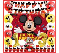 Décoration de fête d'anniversaire Mickey Mouse, ballons numérotés, bannière de fond, décorations de gâteau, fournitures de fête pour enfants, cadeaux, accessoires Set-5
