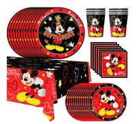Décoration de Fête D'anniversaire, Mickey Mouse Ensemble de Vaisselle de Fête Articles de Table pour Fêtes D'anniversaire