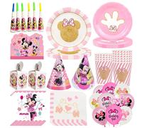 Décoration de fête d'anniversaire Minnie, vaisselle, assiette, nappe, fournitures d'anniversaire Minnie, chapeau, bannière, carte à souhaiter, décoration de gâteau 20pcs napkin