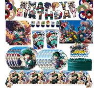 Décoration de fête d'anniversaire My Hero Academia, vaisselle jetable, tasse, assiette, ballon, bannière d'arrière-plan, fournitures de réception-cadeau pour bébé pour enfant 10pcs 7inch plate