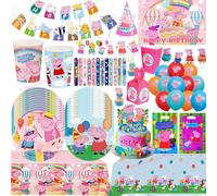 Décoration de fête d'anniversaire Peppa Pig, ballon George, gobelet, assiette, bannière, cadeau pour filles, accessoires de fête, fournitures pour baby shower 10pcs 9inch plate