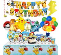 Décoration de fête d'anniversaire Pokemon, nouveau ballon Pikachu éclair pour enfants, fournitures d'événements, vaisselle jetable, bannière d'arrière-plan CupCakeTopperB-24pcs