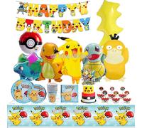 Décoration de fête d'anniversaire Pokemon Pikachu Lightning, nouvel ensemble de ballons, fournitures pour événements pour enfants, vaisselle jetable, bannière, masque, toile de fond Backdrop A 120X80c
