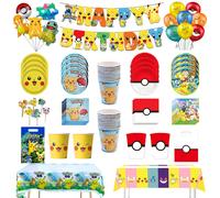 Décoration de fête d'anniversaire Pokemon Pikachu, vaisselle jetable, tasse, serviette, assiette, nappe, décoration de gâteau pour réception-cadeau pour bébé, ballons drapeau Balloon A 15Pcs