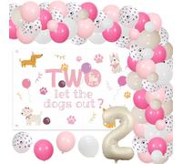 Décoration de fête d'anniversaire pour chien - Bannière « Two Let the Dogs Out » - Ballons en latex en forme de chiffre 2 pour chiot de 2 ans - Fournitures de fête d'anniversaire
