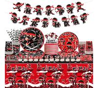 Décoration de Fête d'Anniversaire Samouraïs - Bannière, Nappe, Assiettes, Serviettes, Vaisselle, Fournitures pour Karaté, Guerrier Master