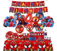 Décoration de fête d'anniversaire Spiderman, ballons de super-héros de dessin animé, assiettes, gobelets, serviettes, bannière, vaisselle, nappe, fournitures pour enfants garçons swirls-6pcs