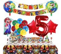 Décoration de fête d'anniversaire Super Mario, ballons en aluminium pour frère, vaisselle jetable, toile de fond pour enfants, fournitures d'événements Ensemble de ballons 5 -26 pièces