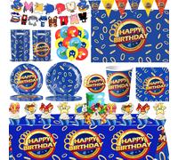 Décoration de fête d'anniversaire sur le thème du hérisson bleu, vaisselle, nappe, assiettes, gobelets, sacs cadeaux, serviettes, fournitures pour baby shower hanging-6pcs