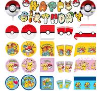 Décoration de fête d'anniversaire thème Pokemon, ballons en aluminium 3D, bannières, vaisselle, sacs cadeaux, fournitures de fête prénatale pour enfants number balloon 6pcs